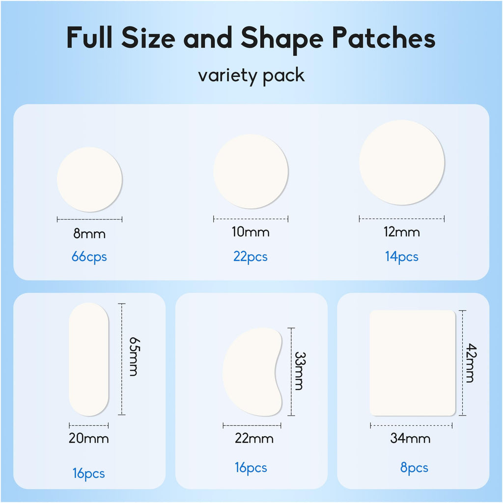 Daolyo Pimple Patches for Face, 4 Size 300 Counts Acne Patches, Hydrocolloid Patches for Covering Zits and Blemishes, Spot Stickers with Salicylic Acid, Tea Tree Oil & Calendula Oil