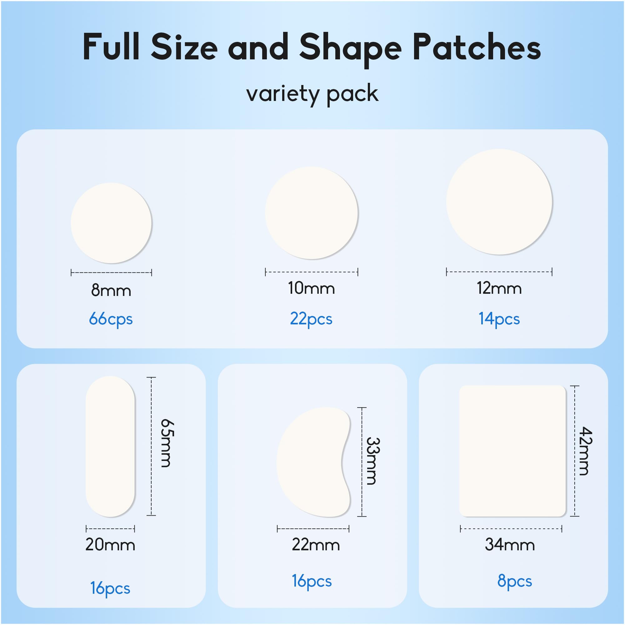 Daolyo Pimple Patches for Face, 4 Size 300 Counts Acne Patches, Hydrocolloid Patches for Covering Zits and Blemishes, Spot Stickers with Salicylic Acid, Tea Tree Oil & Calendula Oil
