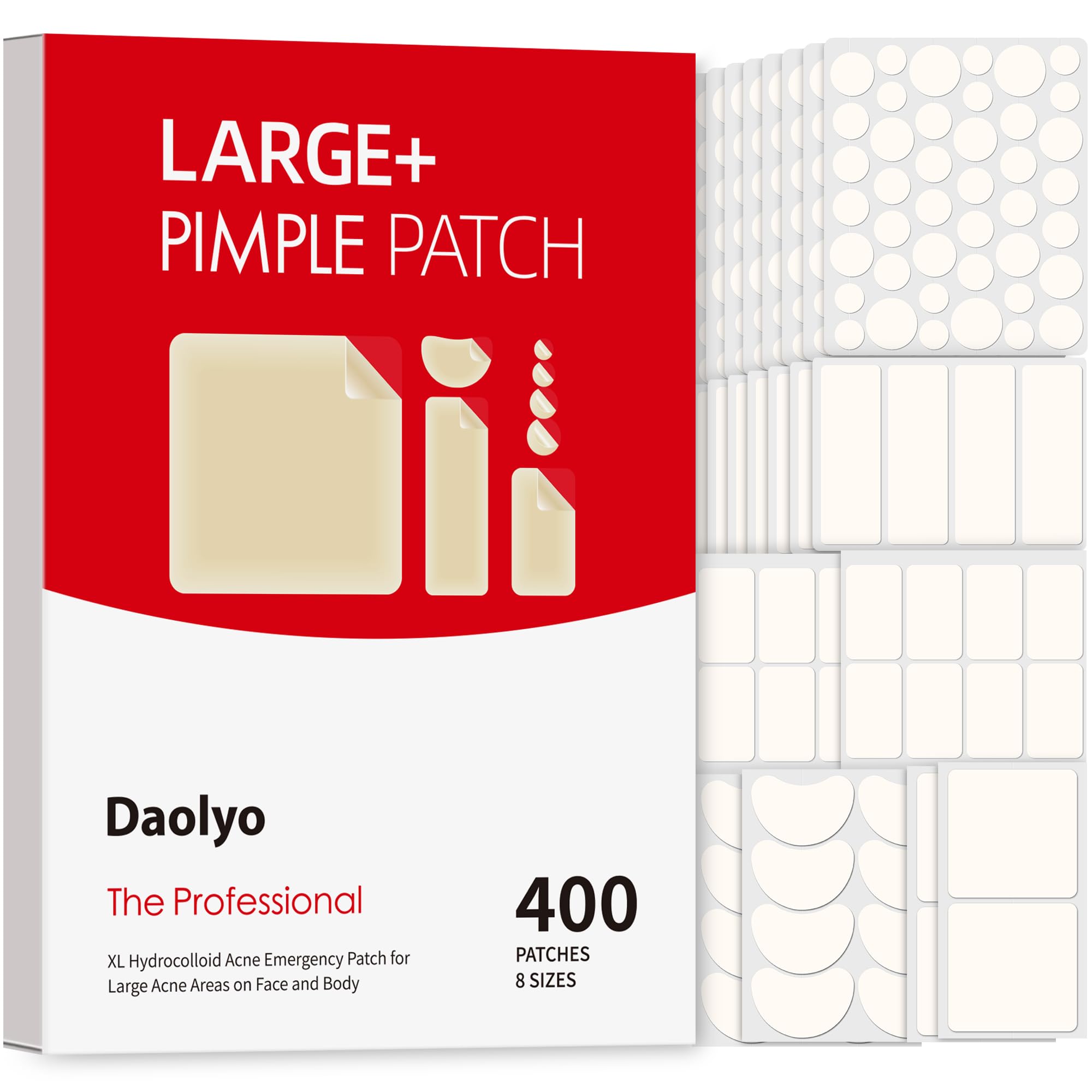 Daolyo Pimple Patches for Face, 4 Size 300 Counts Acne Patches, Hydrocolloid Patches for Covering Zits and Blemishes, Spot Stickers with Salicylic Acid, Tea Tree Oil & Calendula Oil